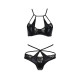 Комплект белья NAVEL SET black S/M - Passion Exclusive: трусики и лиф с элементами под латекс-4