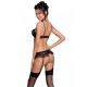 Сексуальний комплект з поясом для панчіх LOVELIA SET black L/XL - Passion-1