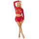 Комплект Leg Avenue Rhinestone Crop Top and Mini Skirt One Size, Red-3