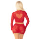 Комплект Leg Avenue Rhinestone Crop Top and Mini Skirt One Size, Red-1