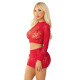 Комплект Leg Avenue Rhinestone Crop Top and Mini Skirt One Size, Red-2