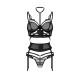 Комплект Obsessive Premisis Black 3-pcs crotchless set L/XL-2