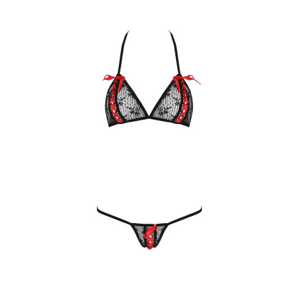 Комплект білизни MELISSA BIKINI black S/M - Passion: ліф зі шнурівкою і трусики стрінги
