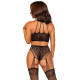 Комплект Leg Avenue Crop top and garter panty Black-2
