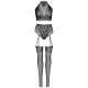 Комплект Leg Avenue Crop top and garter panty Black-3