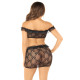 Комплект Leg Avenue Bow Net Ruffle Trimmed Bra Top and Skirt One Size, Black-1