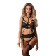 Комплект Obsessive Premisis Black 3-pcs crotchless set 2XL/3X