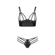 Комплект з екошкіри з люверсами та ремінцями Malwia Bikini black L/XL — Passion, бра та трусики-2