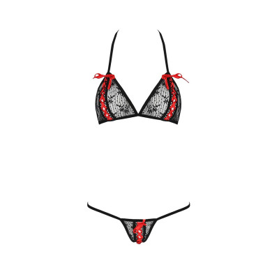 Комплект білизни MELISSA BIKINI black XXL/XXXL - Passion: ліф зі шнурівкою і трусики стрінги
