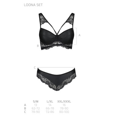 Комплект з еко-шкіри та мережива Loona Set black XXL/XXXL - Passion, бра і трусики Комплект з еко-шкіри та мережива Loona Set black XXL/XXXL - Passion, бра і трусики