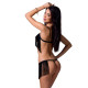 Комплект білизни KASSANDRA SET OpenBra black S/M - Passion Exclusive: ліф з бахроми, трусики-спідниц-1