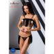 Комплект білизни KASSANDRA SET OpenBra black S/M - Passion Exclusive: ліф з бахроми, трусики-спідниц-3