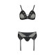 Комплект білизни Passion NESSY SET S/M black, бюстгальтер, пояс для панчіх, стрінги-2