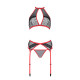 Комплект білизни Passion SATARA SET S/M red, топ, пояс для панчіх, стрінги-2