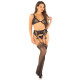 Комплект Leg Avenue Bra Top, String and Garter Belt Stockings One Size, Black-2