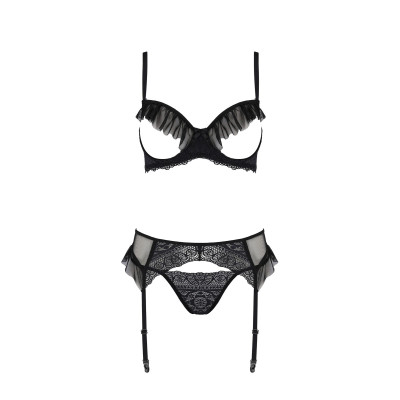Комплект Passion KERRIA SET WITH OPEN BRA black L/XL - ECO Passion