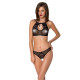 Комплект: бра, трусики з ажурним декором та відкритим кроком Ursula Set black S/M — Passion