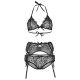 Leg Avenue Bra top, panty & garterbelt S Black-4