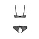 Комплект: бра, трусики з ажурним декором та відкритим кроком Ursula Set black S/M — Passion-3