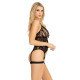 Комплект Leg Avenue Lace cami garter and g-string Black One Size-2