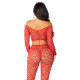 Комплект Leg Avenue Off The Shoulder Top and Footless Tights One Size, Red-2