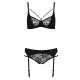 Комплект білизни PAULINE SET black XXL/XXXL - Passion: стрепи: ліф, стрінги і пояс для панчох-4