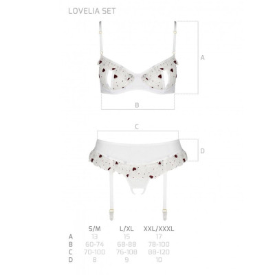 Сексуальний комплект з поясом для панчіх LOVELIA SET white XXL/XXXL - Passion
