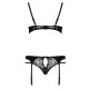 Комплект білизни PAULINE SET black XXL/XXXL - Passion: стрепи: ліф, стрінги і пояс для панчох-5