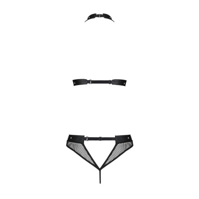 Білизна з відкритим доступом Passion MOONLIGHT SET L/XL black топ, стрінги