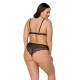 Комплект білизни Passion Amberly Set 4XL/5XL black, ліф, трусики бразиліана, люрексова нитка-1