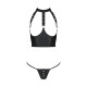 Комплект білизни з відкритими грудьми Passion GENEVIA SET WITH OPEN BRA XXL/XXXL black, корсет, стрі-2