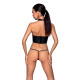 Комплект білизни з відкритими грудьми Passion GENEVIA SET WITH OPEN BRA XXL/XXXL black, корсет, стрі-1