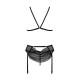 Комплект з відкритим доступом Passion DELIENA SET L/XL black, ліф, стрінги, пояс для панчіх-4