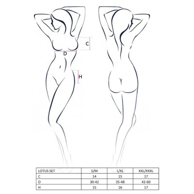 (SALE) Комплект білизни LOTUS SET cream XXL/XXXL - Passion Exclusive стрінги, ліф, спідниця-пояс для