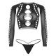 Комплект Leg Avenue Long sleeve crop top & string Black One Size-2
