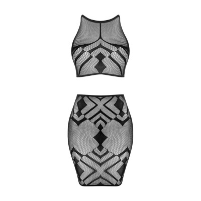 Еротичний напівпрозорий комплект Obsessive K101 top & skirt S/M/L, топ, спідниця