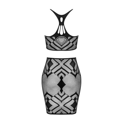 Еротичний напівпрозорий комплект Obsessive K101 top & skirt S/M/L, топ, спідниця