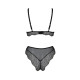 Комплект білизни Passion Amberly Set 6XL/7XL black, ліф, трусики бразиліана, люрексова нитка-3