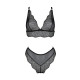 Комплект білизни Passion Amberly Set 6XL/7XL black, ліф, трусики бразиліана, люрексова нитка-2