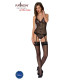 Корсет із пажами, трусики з ажурним декором та відкритим кроком Ursula Corset black S/M — Passion-2