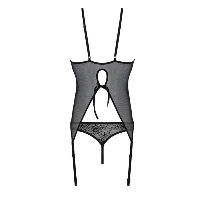 Корсет із пажами, трусики з ажурним декором та відкритим кроком Ursula Corset black S/M — Passion Корсет із пажами, трусики з ажурним декором та відкритим кроком Ursula Corset black S/M — Passion