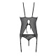 Корсет із пажами, трусики з ажурним декором та відкритим кроком Ursula Corset black S/M — Passion-4