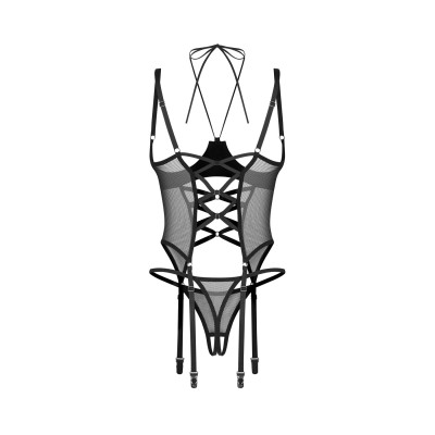 Корсет Obsessive Dominna cupless corset & crotchless thong S/M