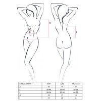Корсет з пажами GRACIA CORSET black L/XL Passion, трусики, напівпрозорий