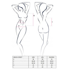 Корсет з пажами GRACIA CORSET black L/XL Passion, трусики, напівпрозорий