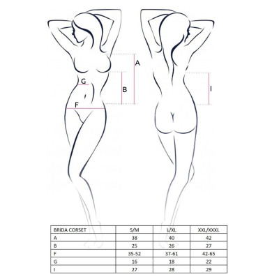 Корсет з пажами BRIDA CORSET black XXL/XXXL - Passion Exclusive, трусики, шнурівка
