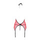 Корсет з пажами для панчіх Passion PEONIA CORSET S/M red, стрінги-4