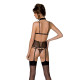 Корсет з відкритими грудьми Passion DOMINICA CORSET S/M black, пажі для панчіх, стрінги-1