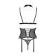 Корсет з відкритими грудьми Passion DOMINICA CORSET S/M black, пажі для панчіх, стрінги-3