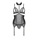 Корсет з відкритими грудьми Passion DOMINICA CORSET S/M black, пажі для панчіх, стрінги-2